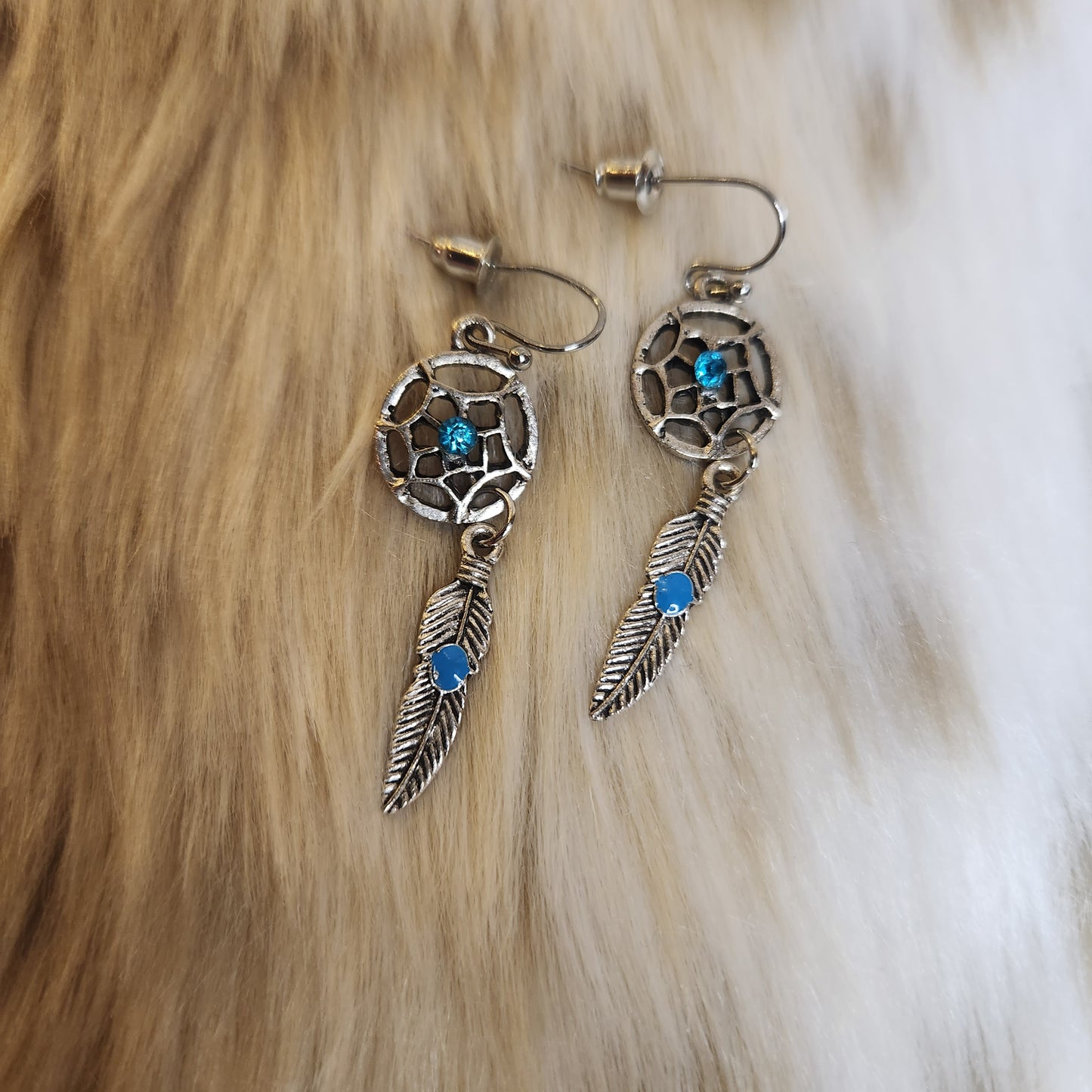 Blue Dreamcatcher Earrings  Vintage Vibes Boutique   