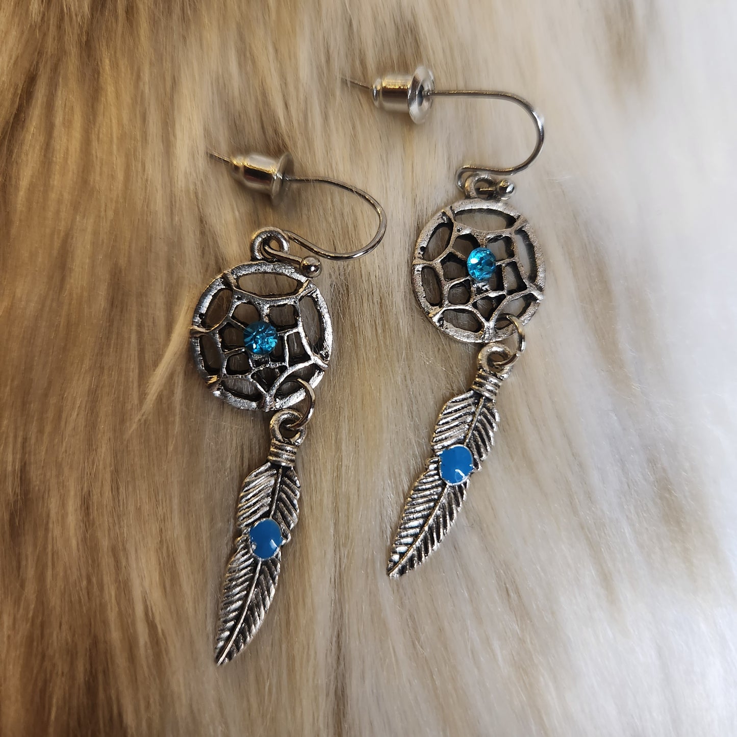Blue Dreamcatcher Earrings  Vintage Vibes Boutique   