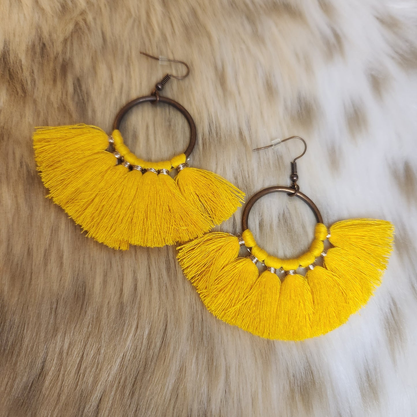 Yellow Fringe Earrings  Vintage Vibes Boutique   