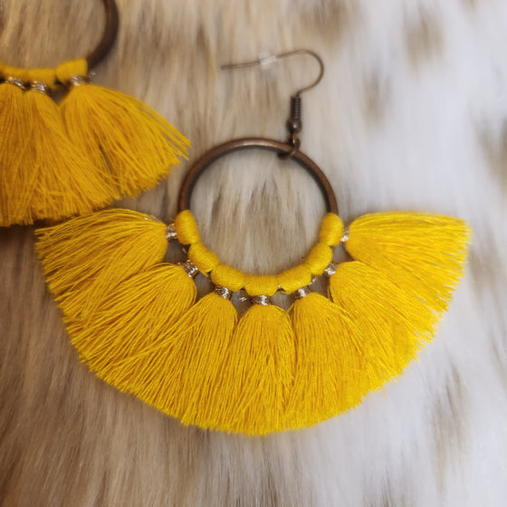 Yellow Fringe Earrings