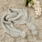 Gray Knit Pom Pom Scarf Winter Accessories Vintage Vibes 607
