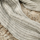 Gray Knit Pom Pom Scarf Winter Accessories Vintage Vibes 607