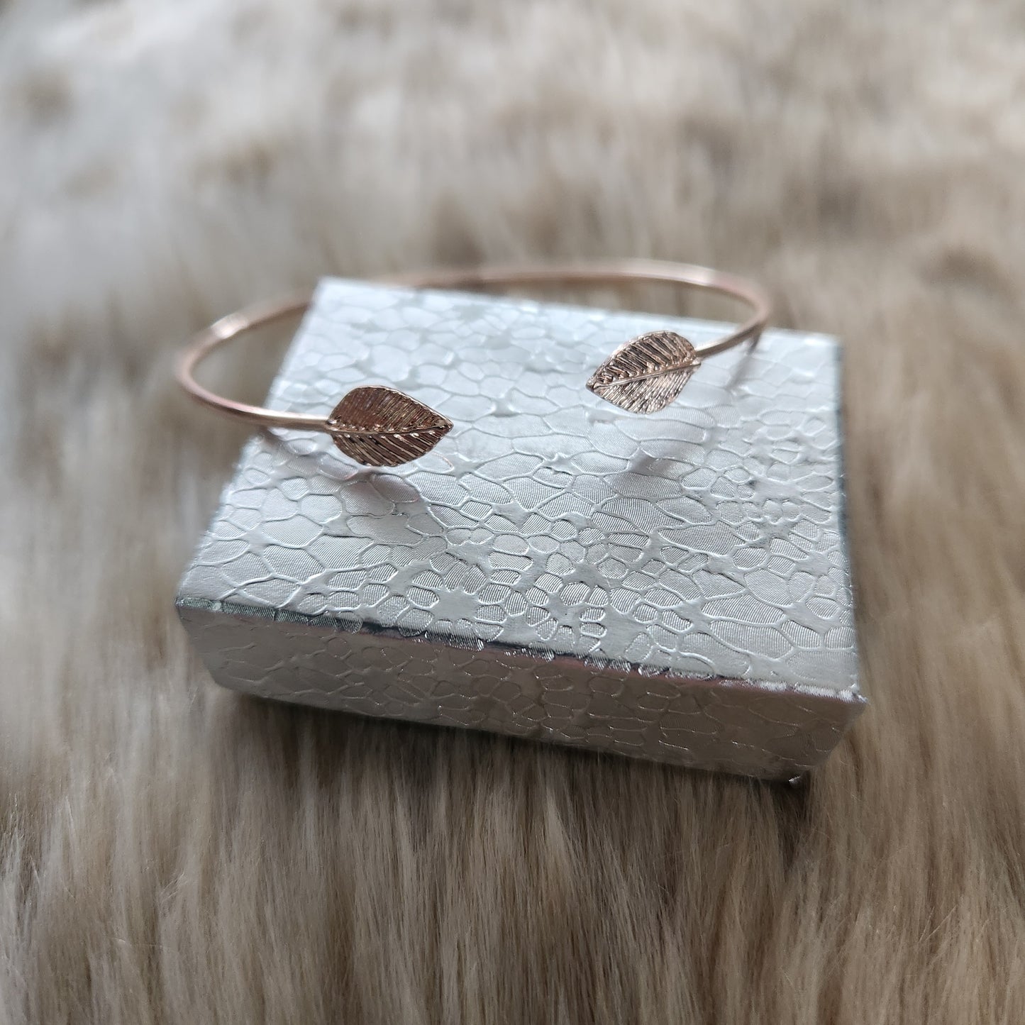 Rose Gold Leaf Bangle Vintage Vibes Boutique