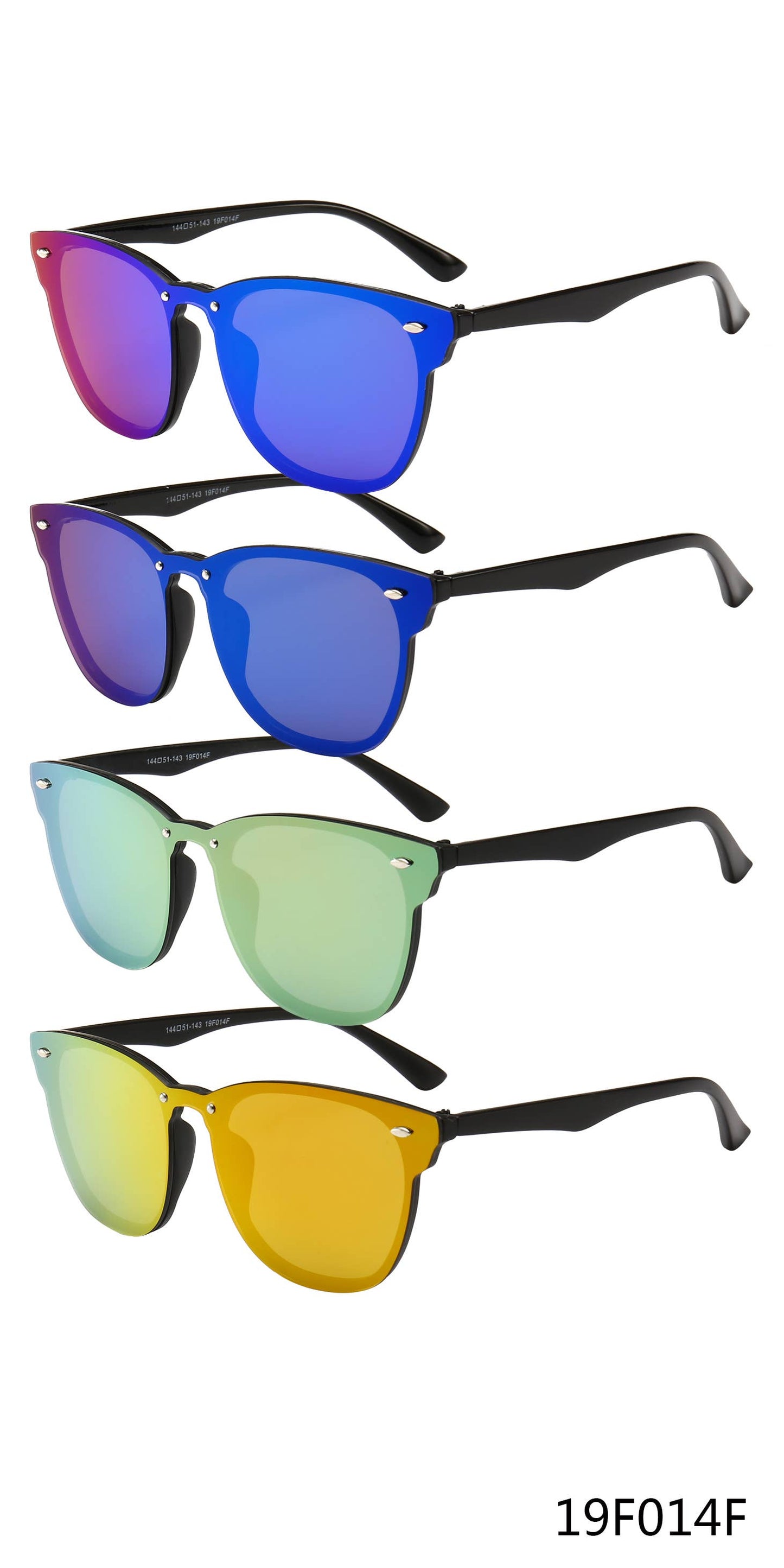 Unisex One Piece Mirrored Lens Sunglasses Trio Trading