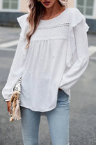 White Swiss Dot Long Sleeve Top  Vintage Vibes Boutique   