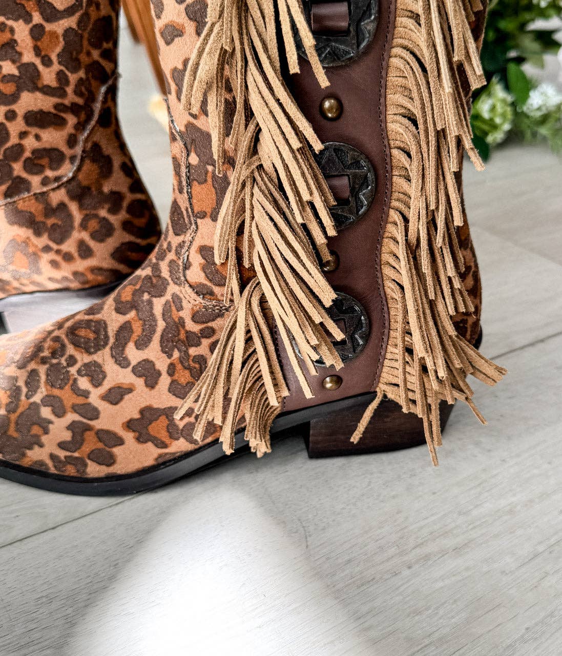 Rodeo Doll Fringe Boots in Leopard Western Boots Naughty Monkey