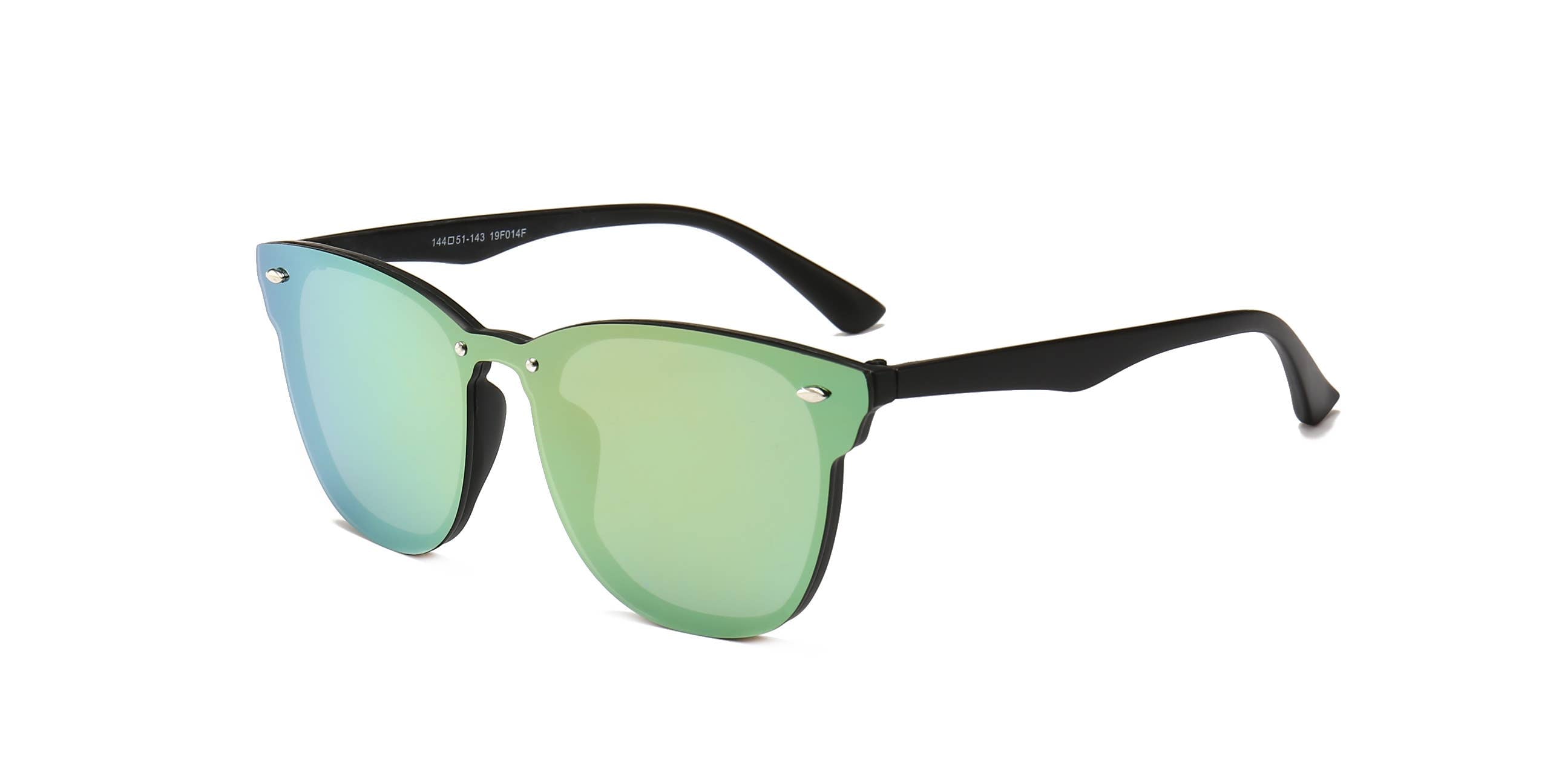 Unisex One Piece Mirrored Lens Sunglasses Sunglasses Trio Trading Green