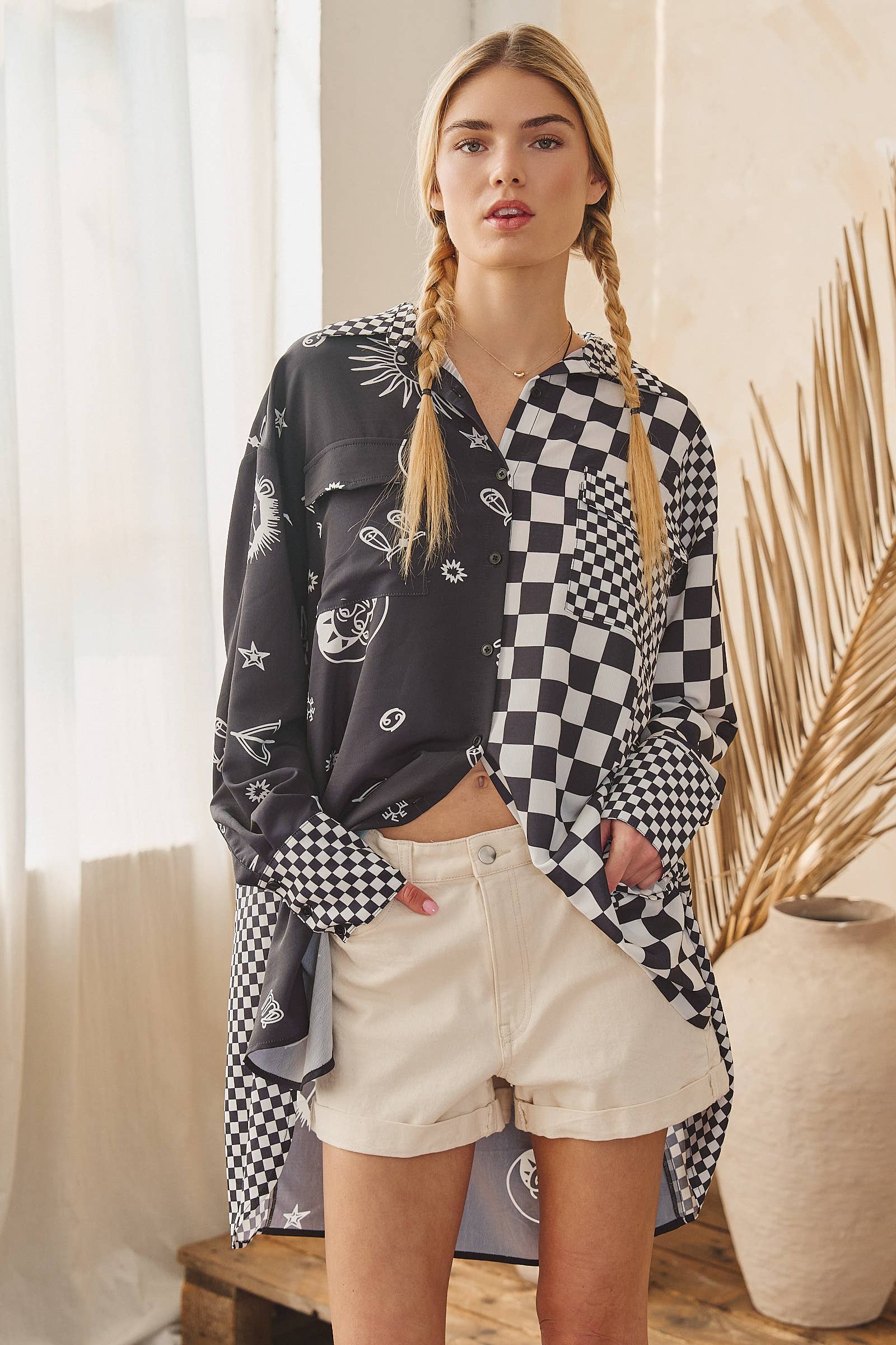 Checkered Forecast Shacket Shacket JADE BY JANE