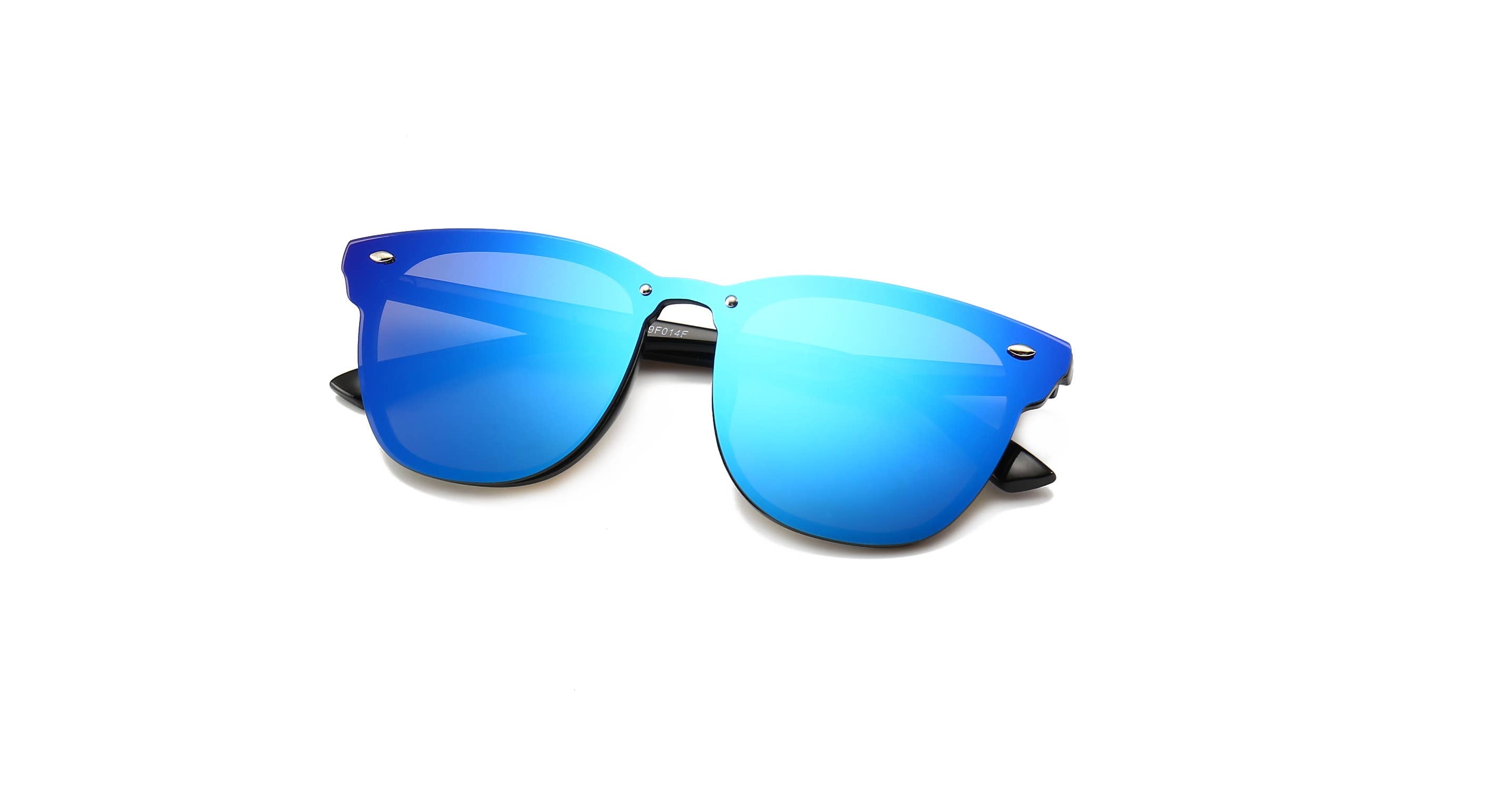 Unisex One Piece Mirrored Lens Sunglasses Sunglasses Trio Trading Blue