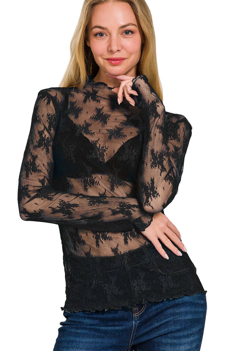 Layla Top Mesh Top Zenana BLACK-161803 S