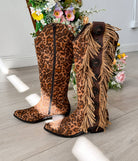Rodeo Doll Fringe Boots in Leopard Western Boots Naughty Monkey