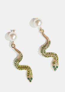  Snake & Pearl Earrings  Vintage Vibes Boutique   