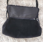 dennis basso Faux Fur Shearling Trim Suede Braided Strap Shoulder Bag dennis basso