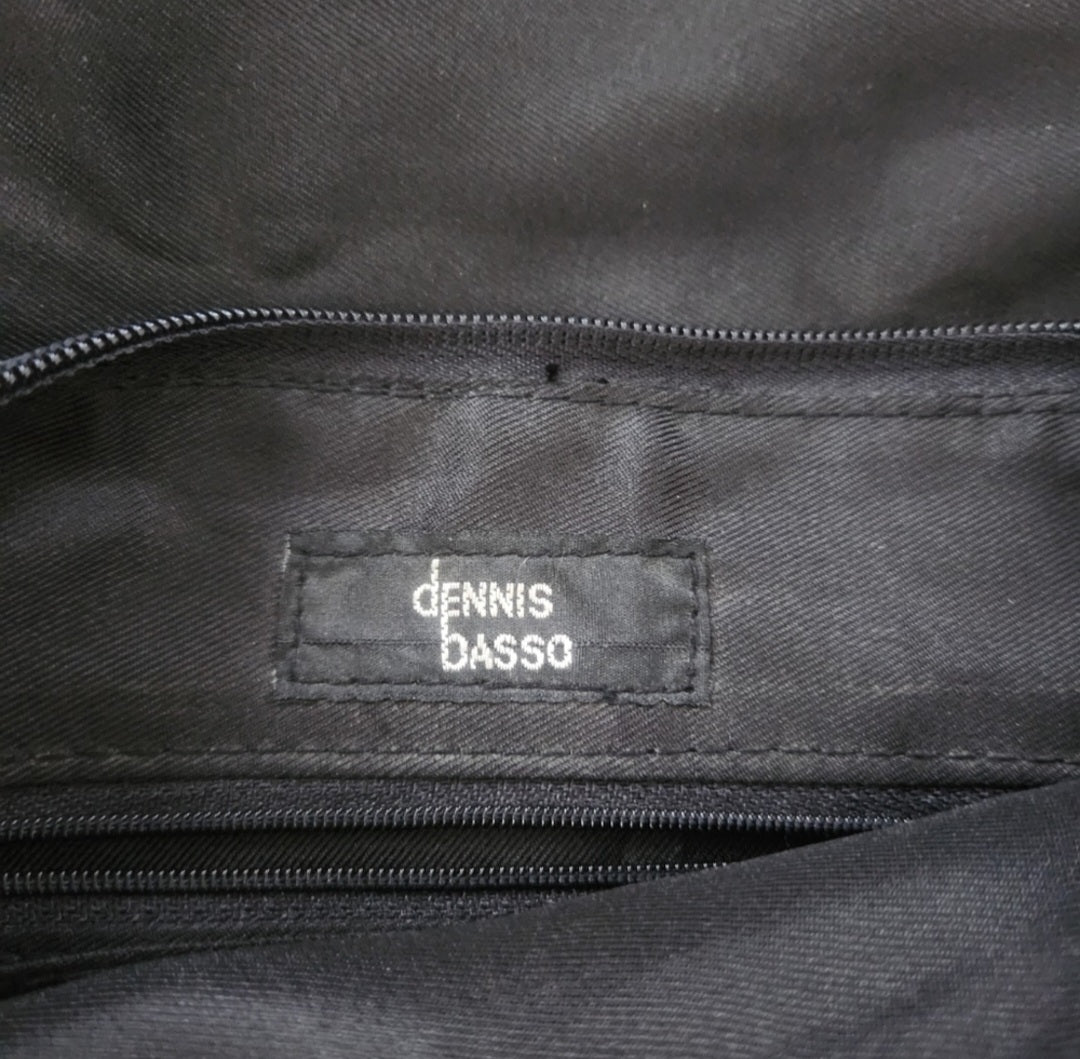 dennis basso Faux Fur Shearling Trim Suede Braided Strap Shoulder Bag dennis basso