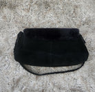 dennis basso Faux Fur Shearling Trim Suede Braided Strap Shoulder Bag dennis basso