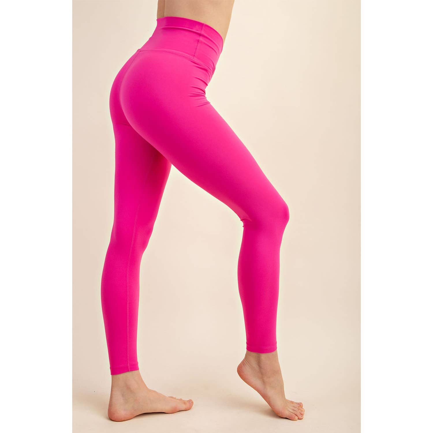 Luna V Waist Leggings-Pink Leggings Rae Mode