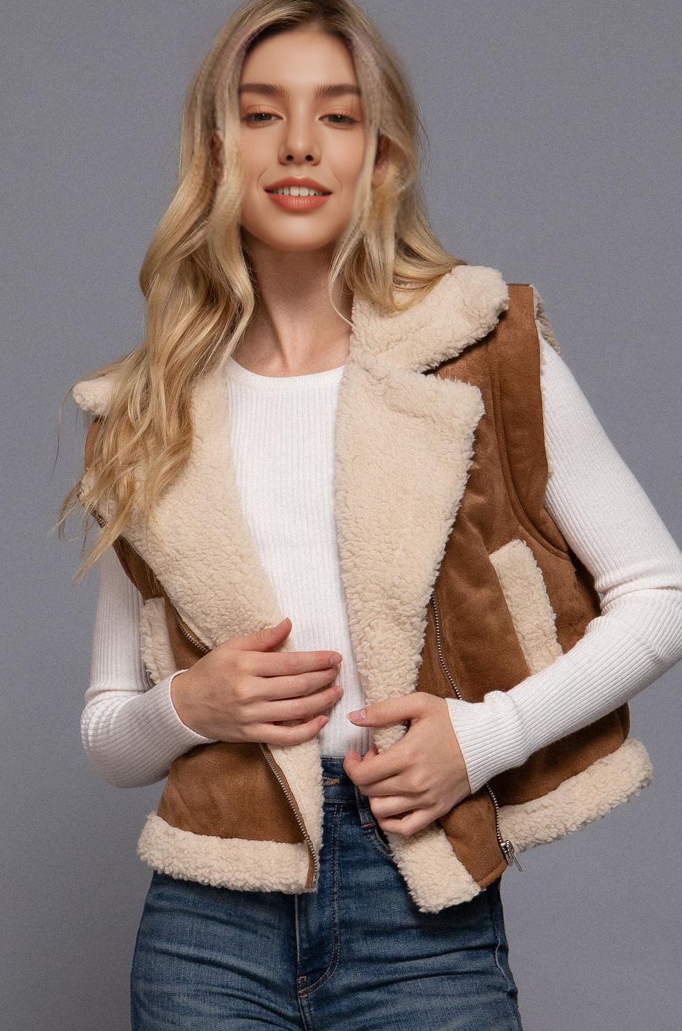 Ramona Aviator Vest Vest 42POPS Brown Small
