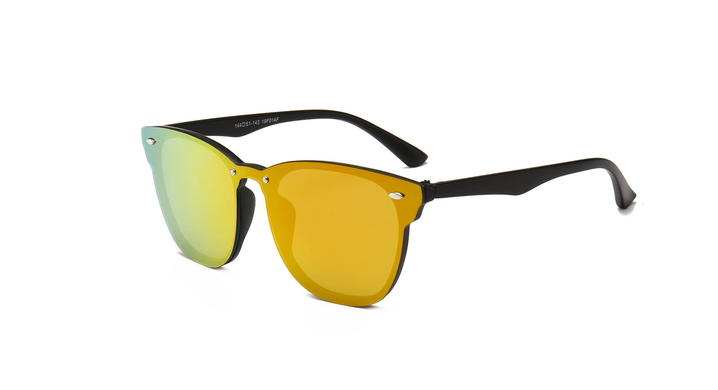 Unisex One Piece Mirrored Lens Sunglasses Trio Trading Yellow