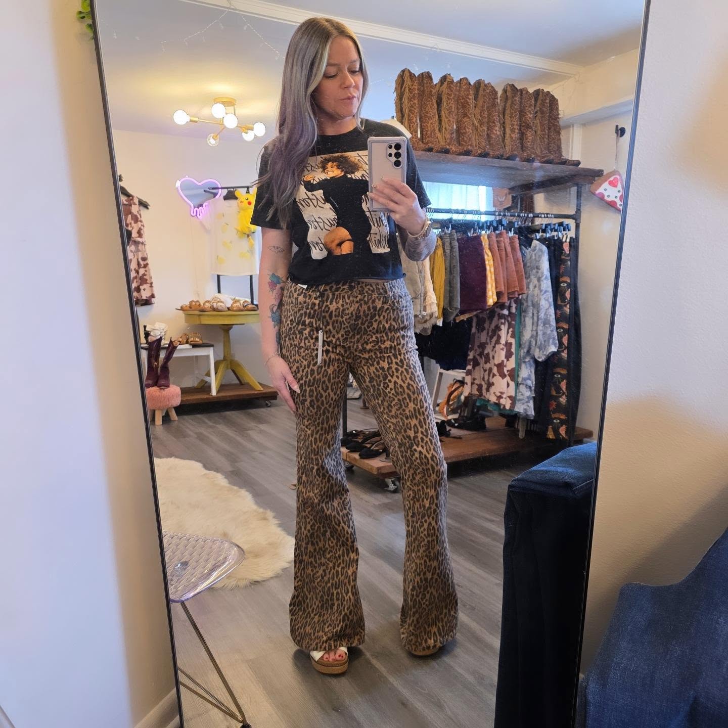 Stevie Leopard Jeans Flare Jeans Judy Blue Jeans