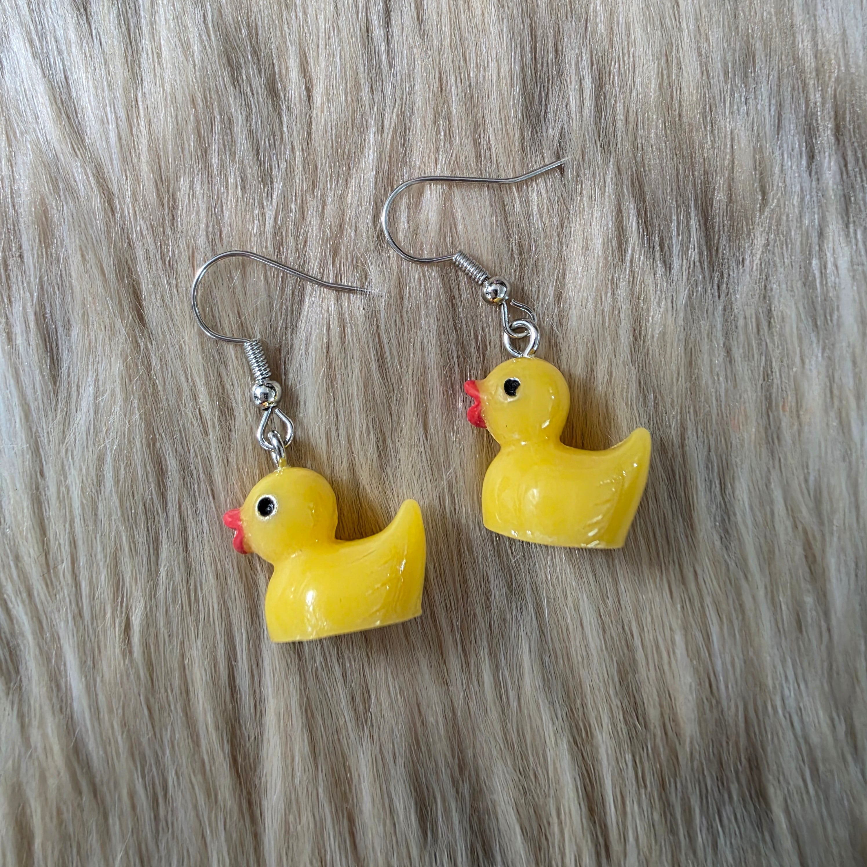 Rubber Ducky Earrings Novelty Earrings Vintage Vibes Boutique Yellow