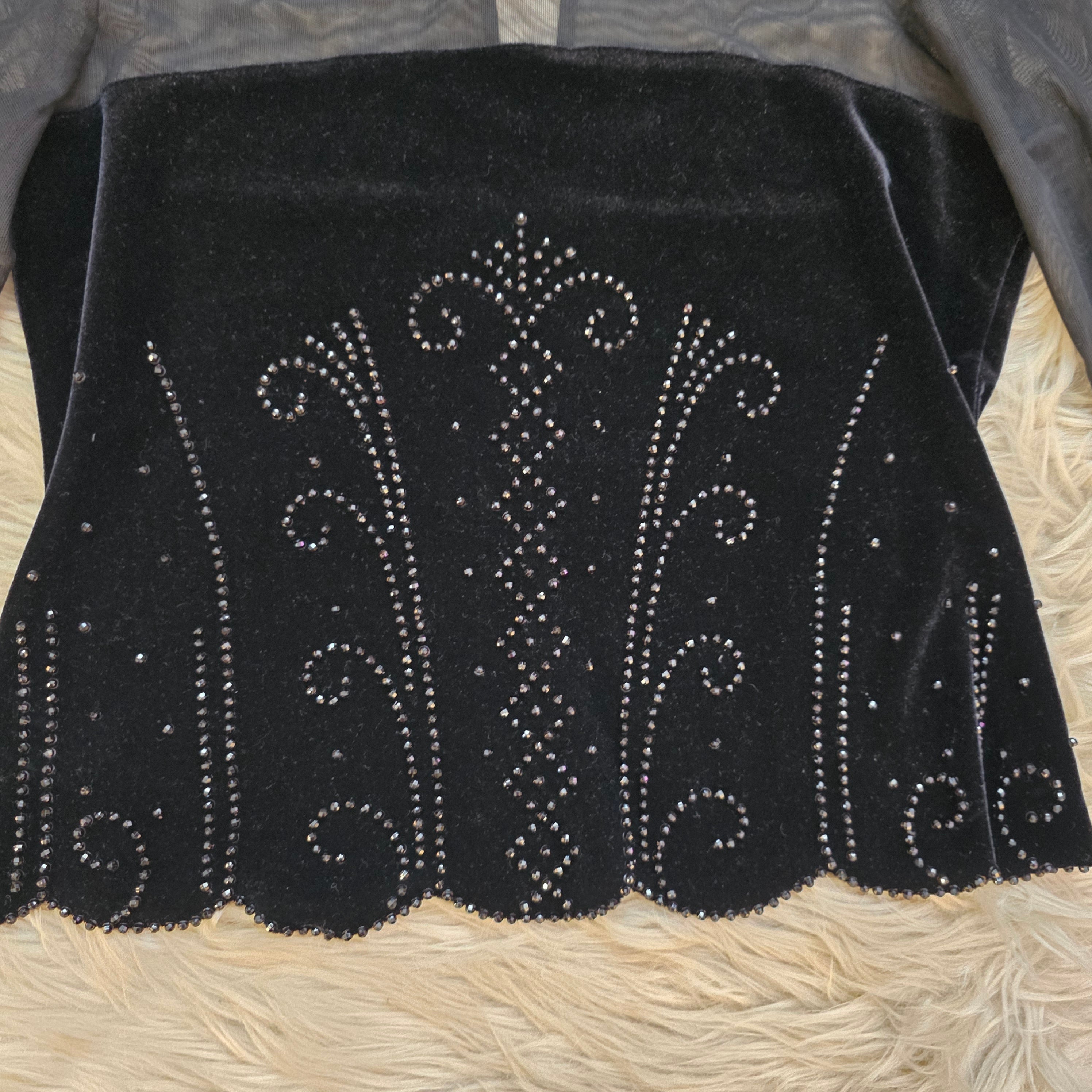 J.R. Nites Velvet & Mesh Top Vintage Top Vintage Vibes Boutique