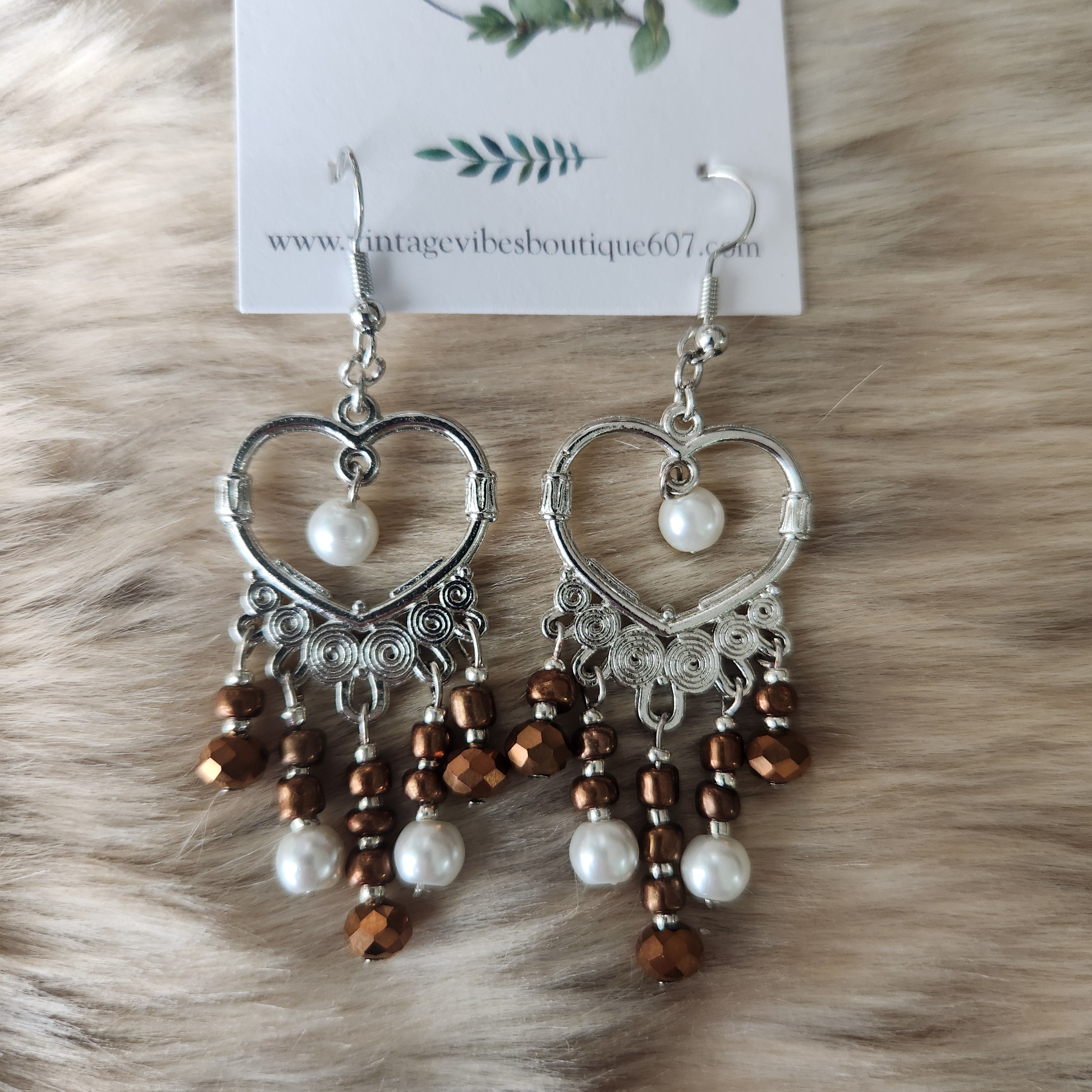Beaded Heart Earrings Earrings Vintage Vibes Boutique