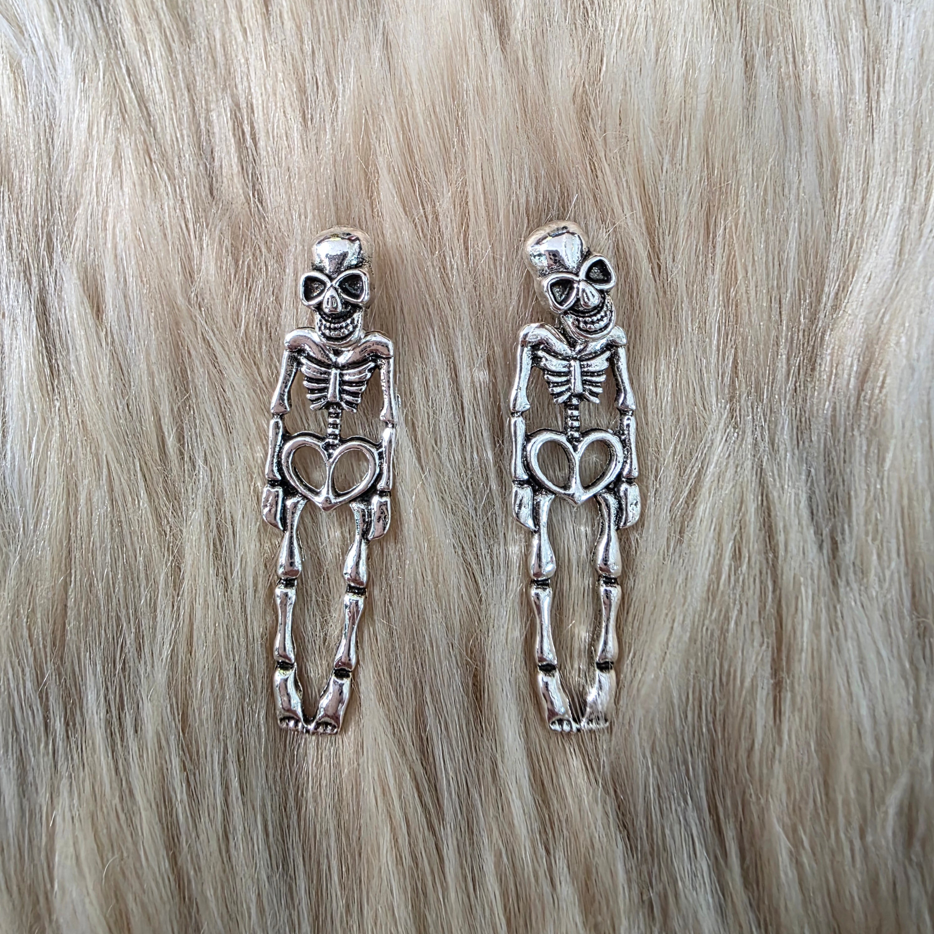 Skeleton Jacket Earrings Novelty Earrings Vintage Vibes Boutique Silver