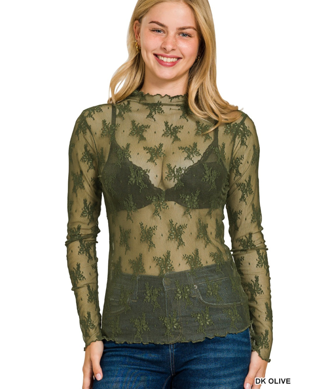 Layla Top Mesh Top Zenana Olive S