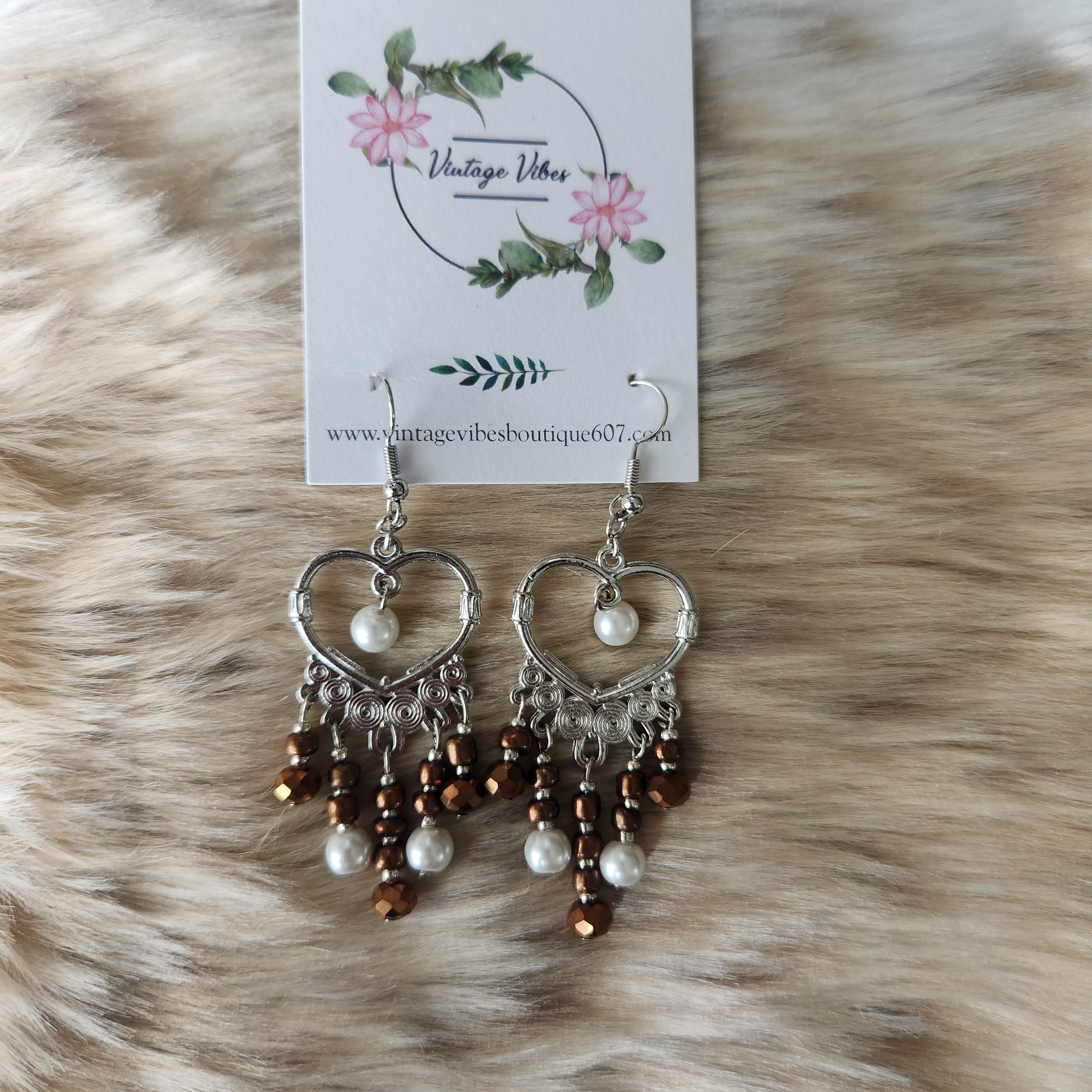 Beaded Heart Earrings Earrings Vintage Vibes Boutique