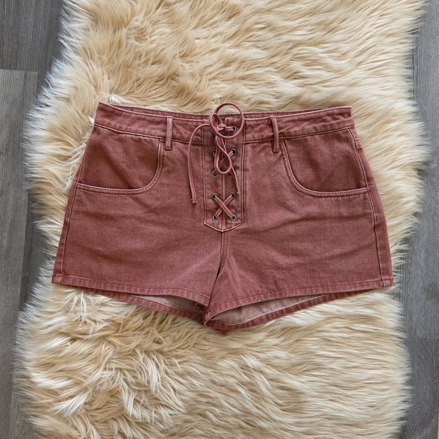 Callisto Lace-up Denim Shorts Shorts Steve Madden