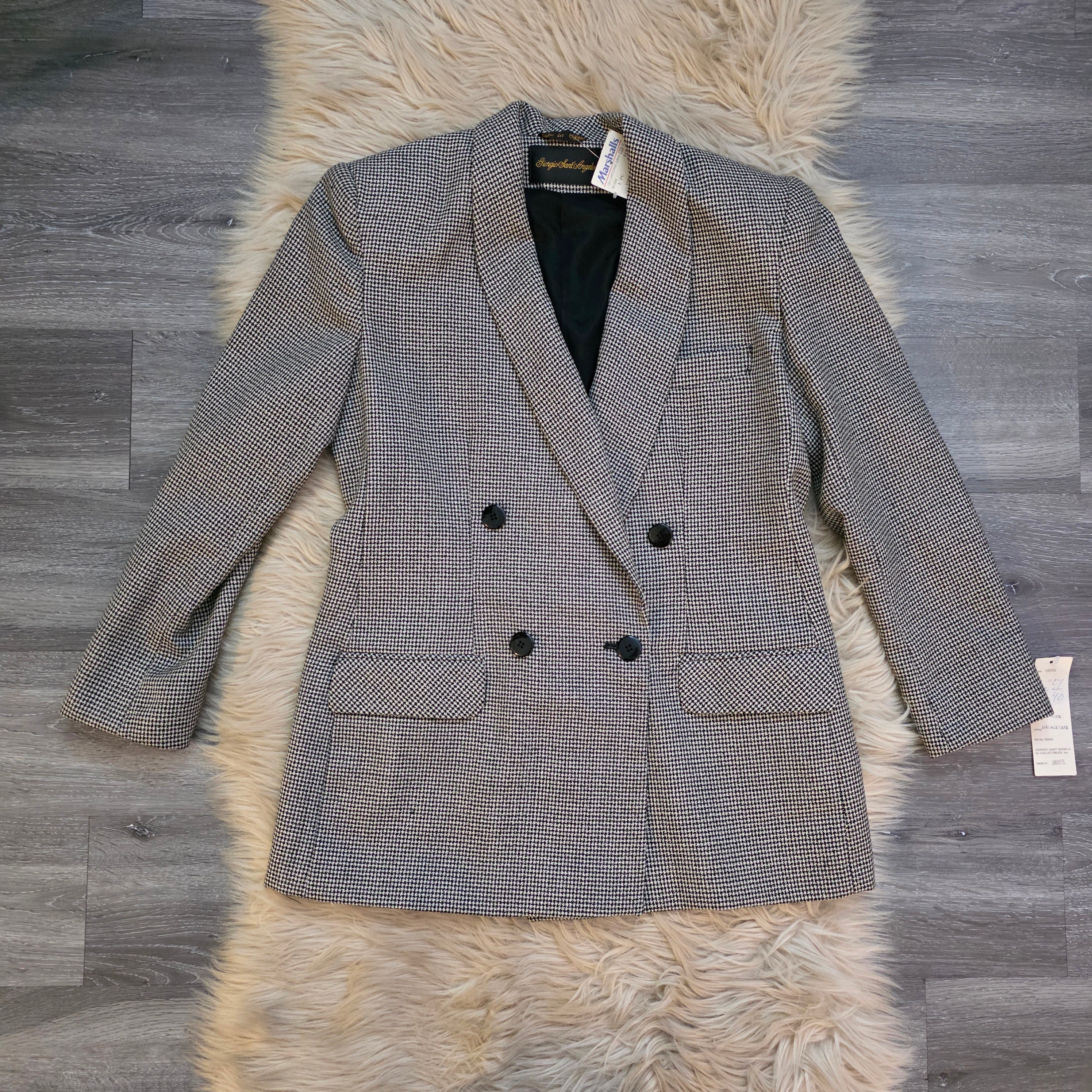 Giorgio Sant Angelo Houndstooth Blazer Vintage Jacket Vintage Vibes Boutique