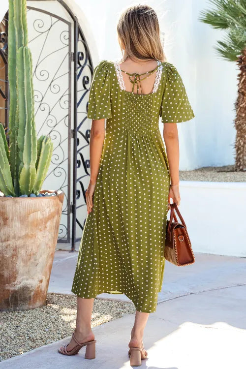 Olive Dress Midi Dress Vintage Vibes Boutique