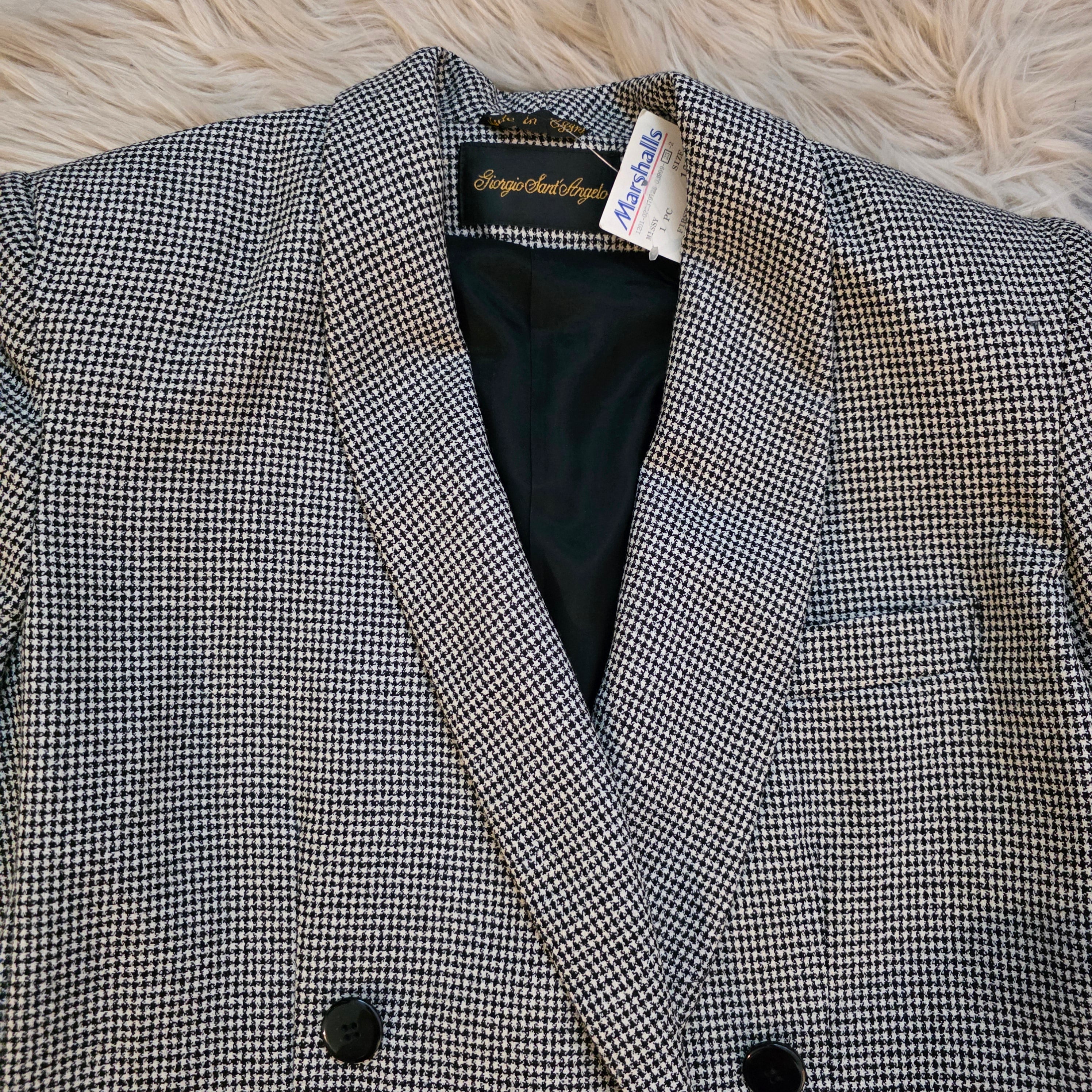 Giorgio Sant Angelo Houndstooth Blazer Vintage Jacket Vintage Vibes Boutique