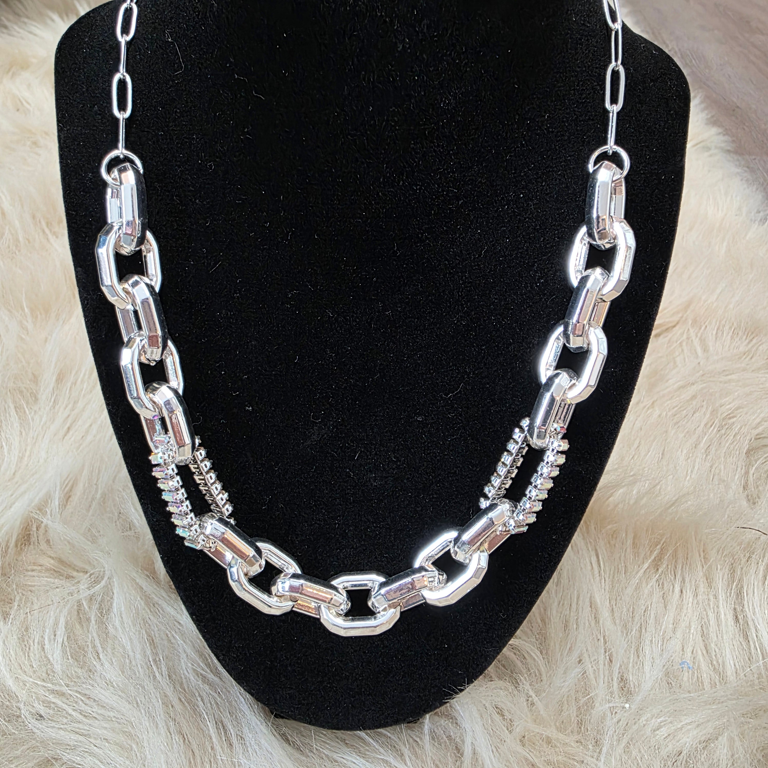 Chain Reaction Necklace Necklace Pink Panache Silver