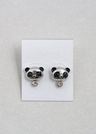 Silver Panda Studs Earrings Vintage Vibes Boutique
