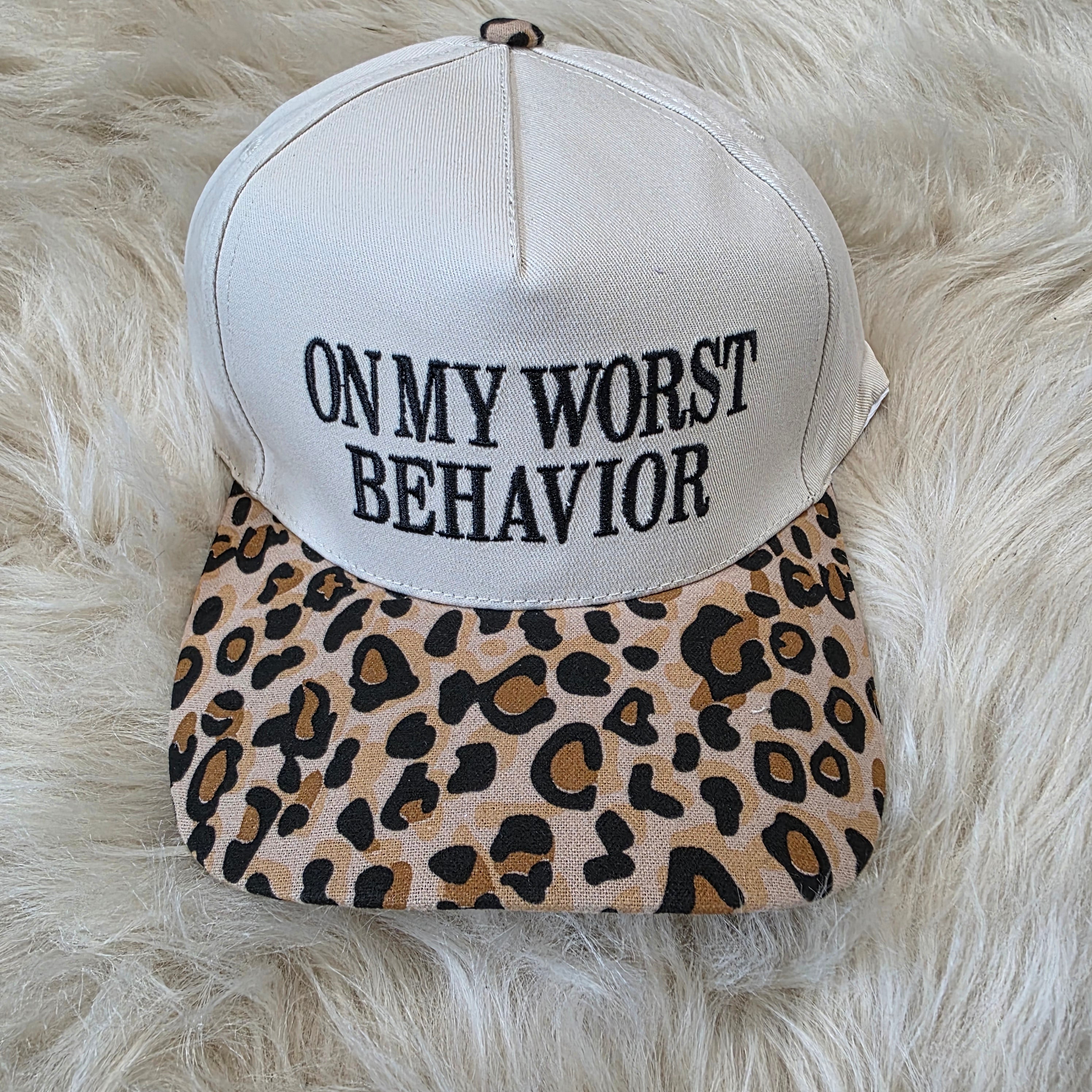 On My Worst Behavior Hat Baseball hat Zenana Animal