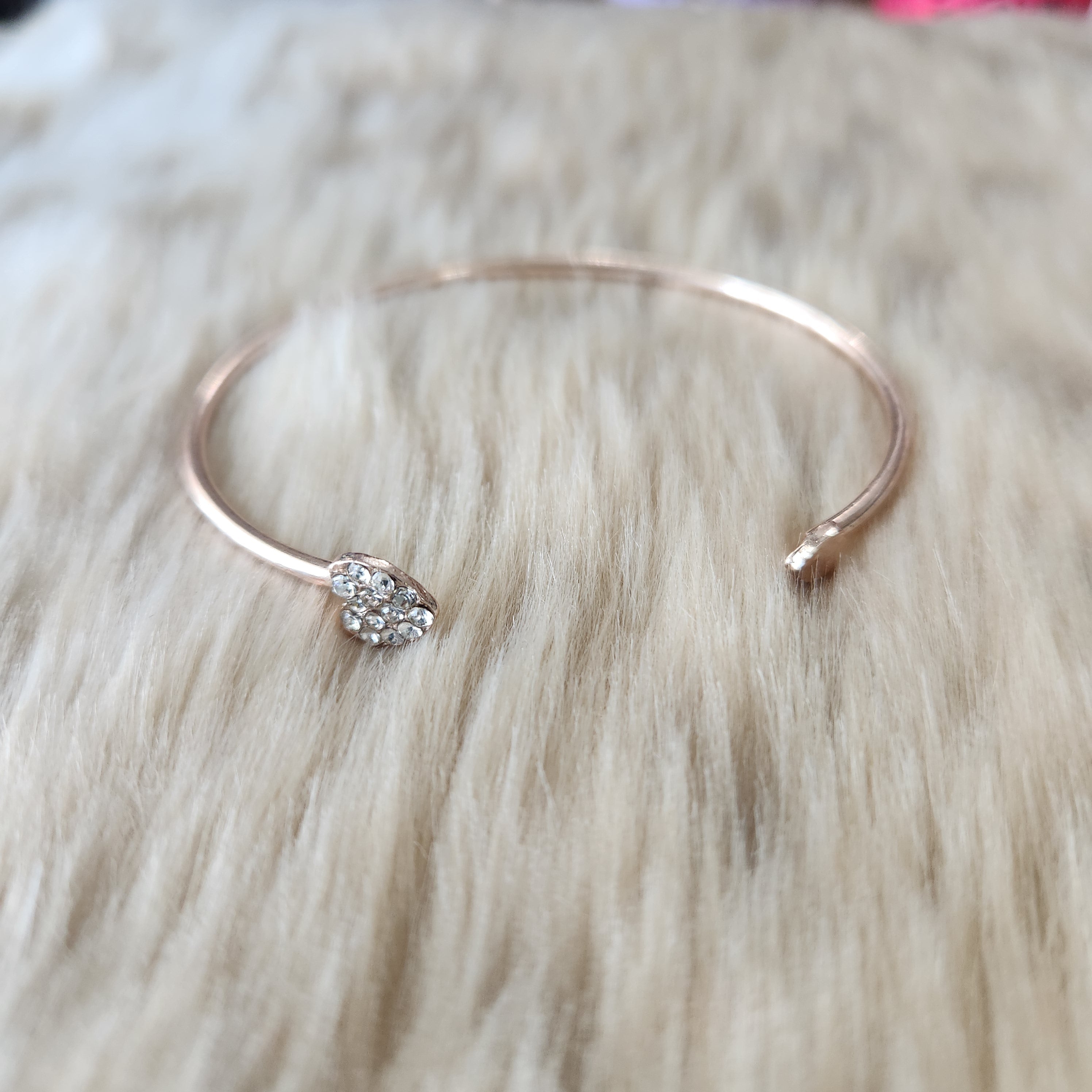 Rhinestone Heart Bangle Bracelet Vintage Vibes Boutique