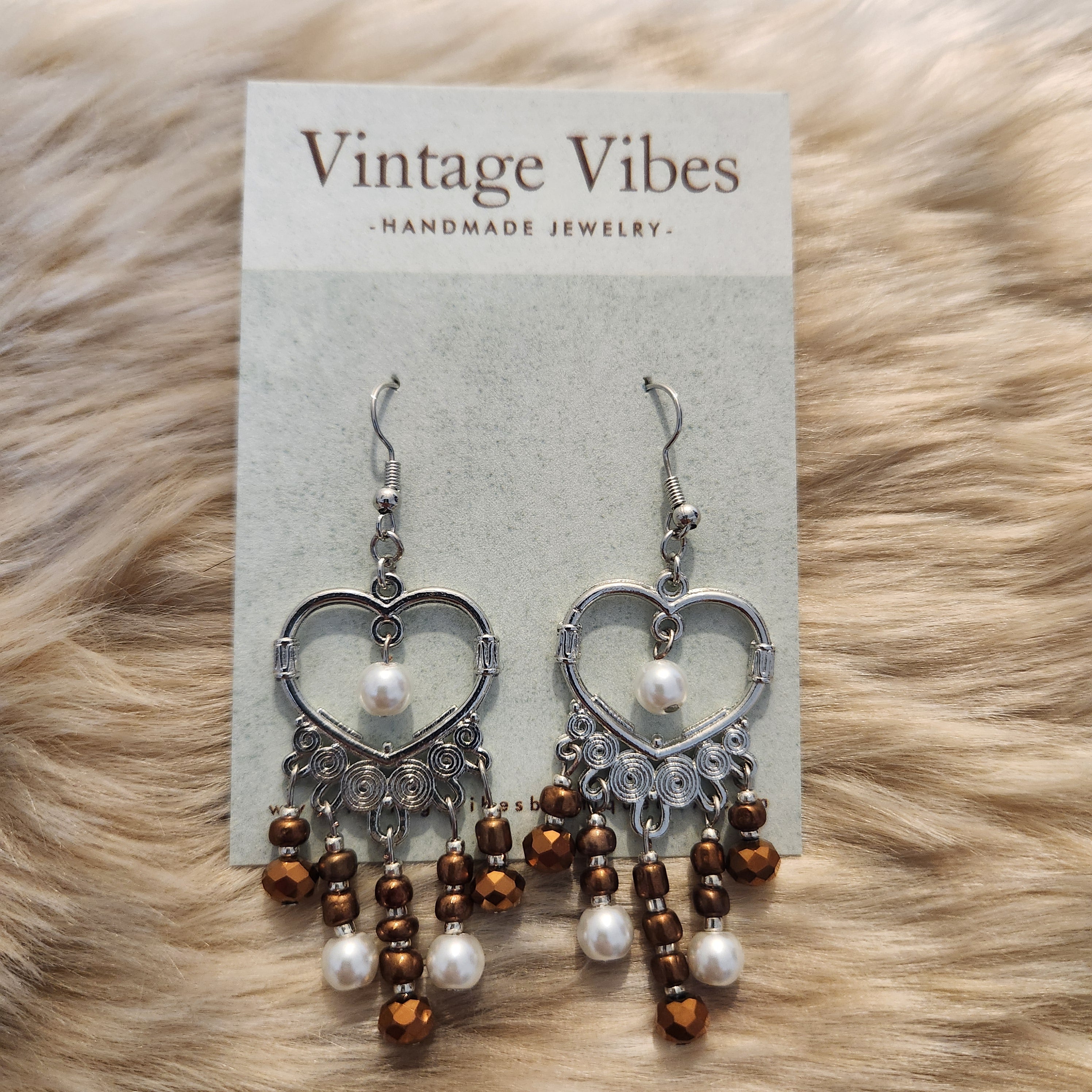 Beaded Heart Earrings Earrings Vintage Vibes Boutique