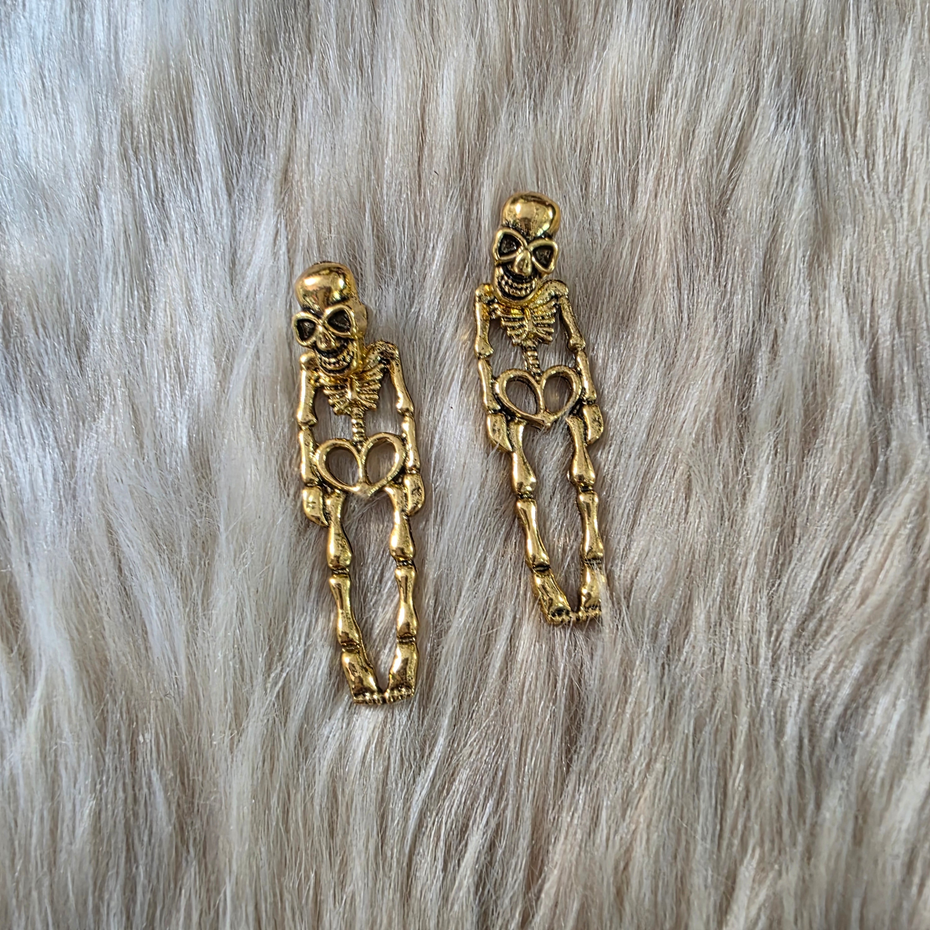 Skeleton Jacket Earrings Novelty Earrings Vintage Vibes Boutique Gold