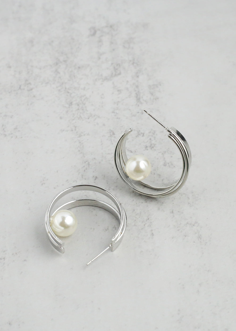 Floating Pearl Hoops Vintage Vibes Boutique