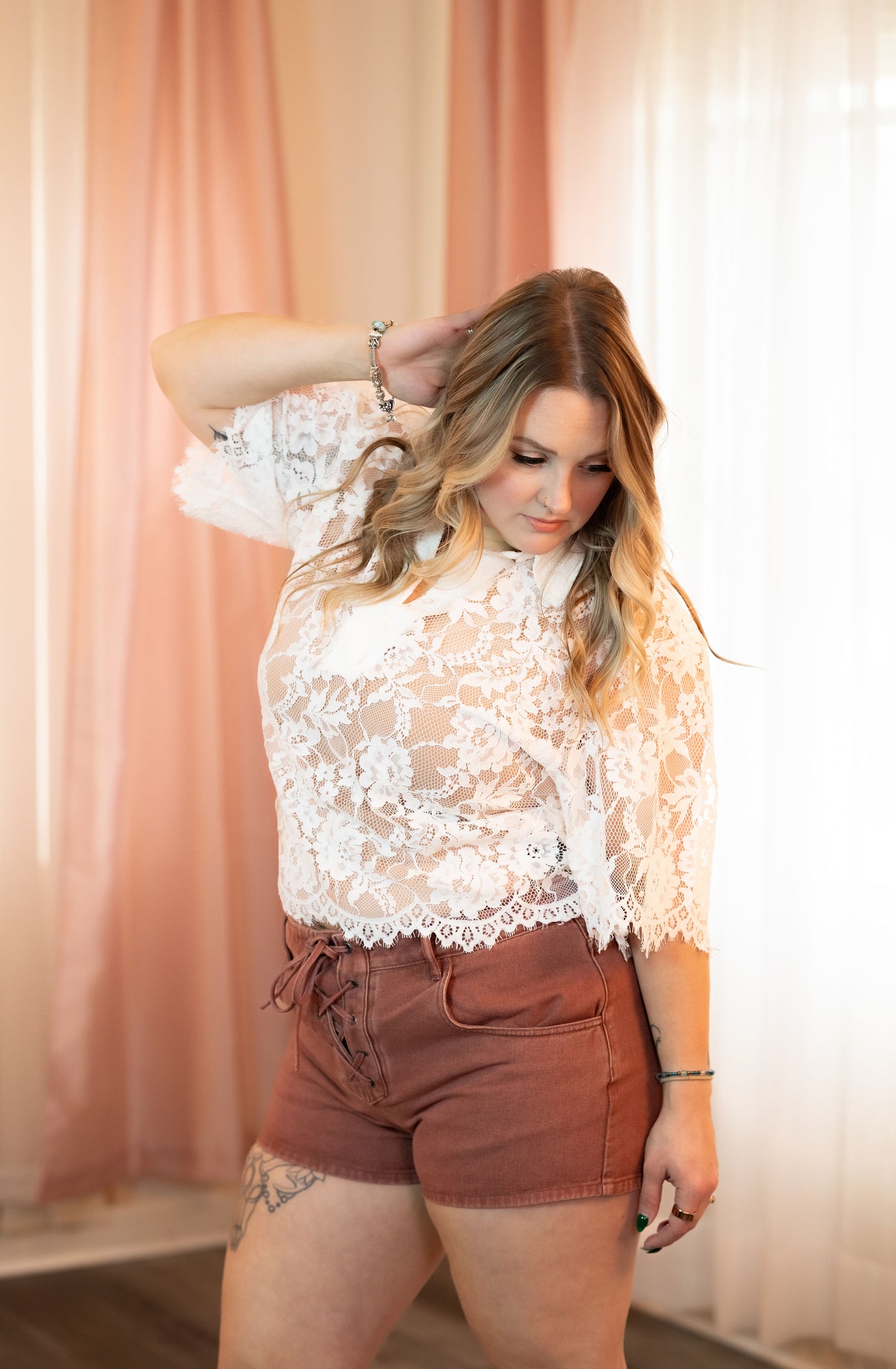 Callisto Lace-up Denim Shorts Shorts Steve Madden