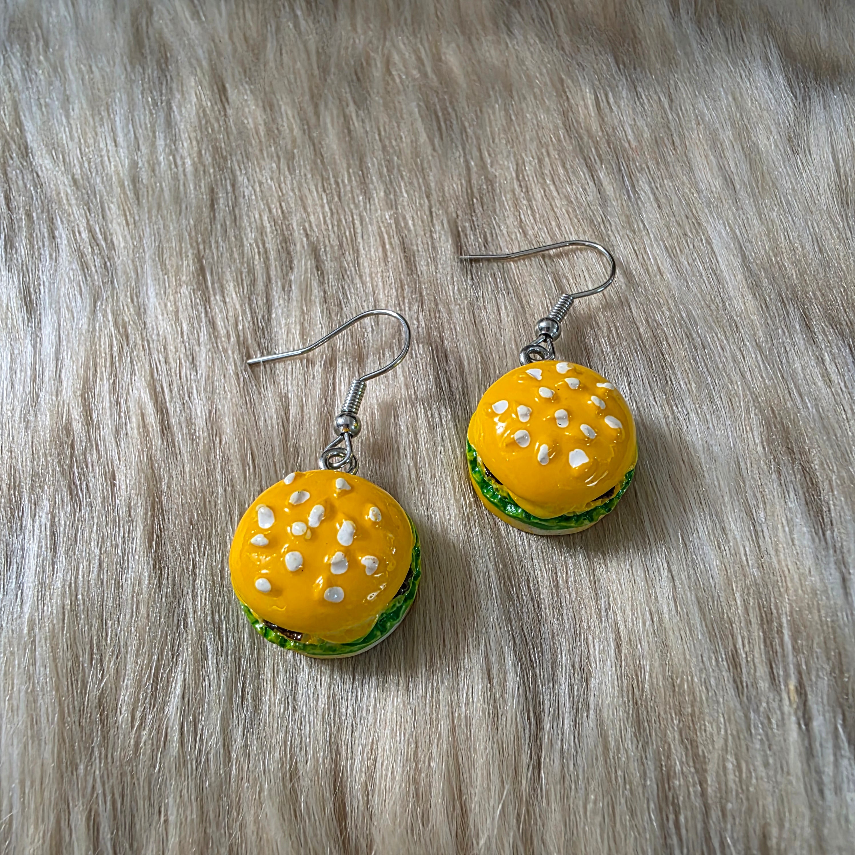 Cheeseburger Earrings Novelty Earrings Vintage Vibes Boutique
