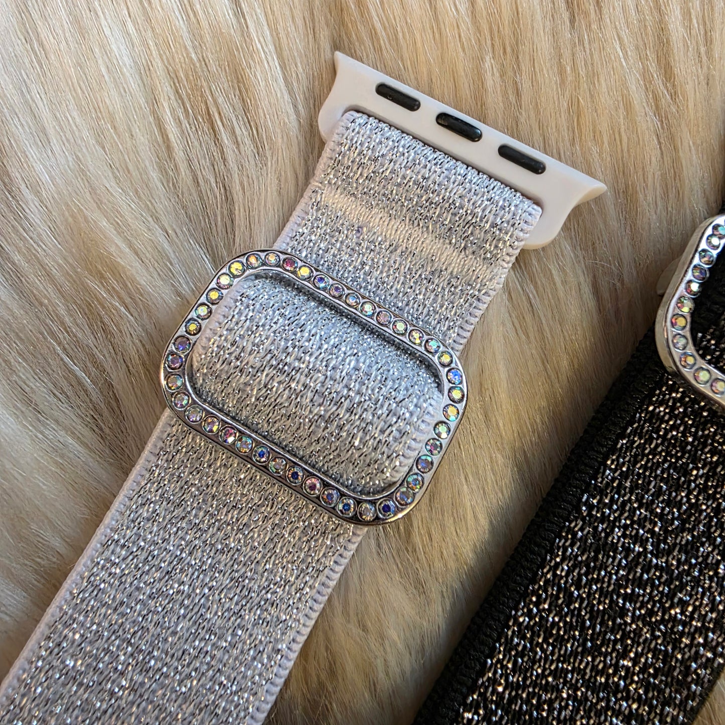 Glitter Elastic Apple Watchband Watchband Vintage Vibes Boutique Silver