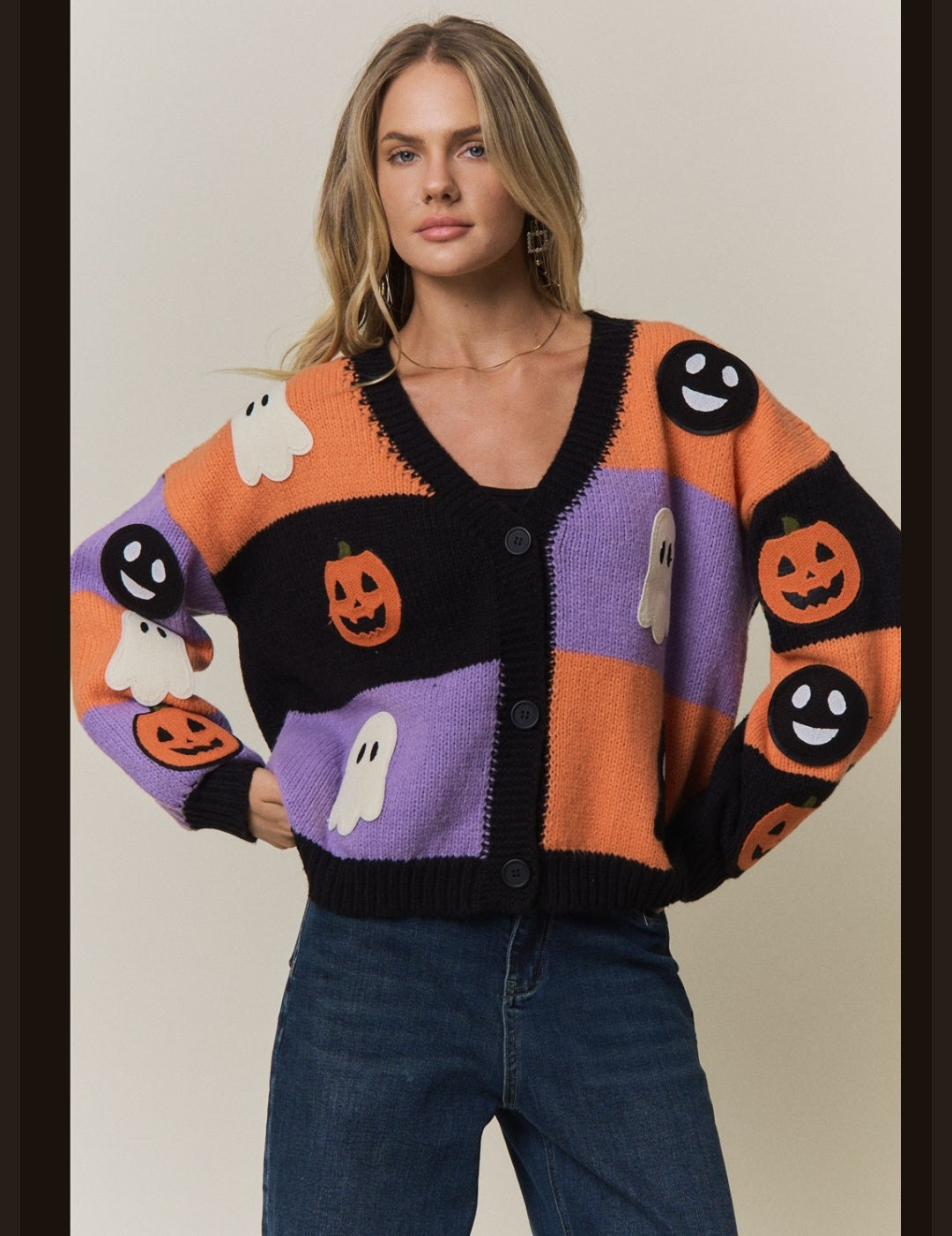 Pumpkin Patchwork Cardigan Cardigan Adora