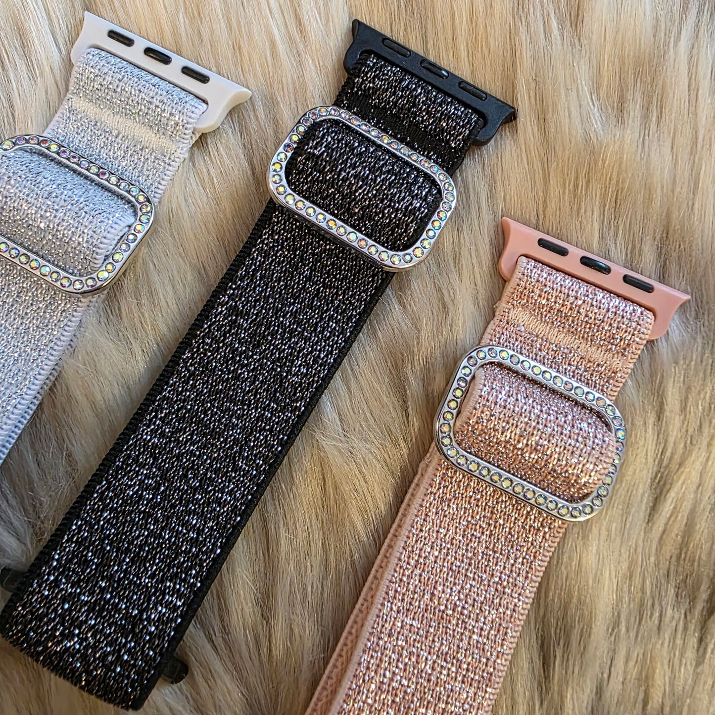 Glitter Elastic Apple Watchband Watchband Vintage Vibes Boutique Black