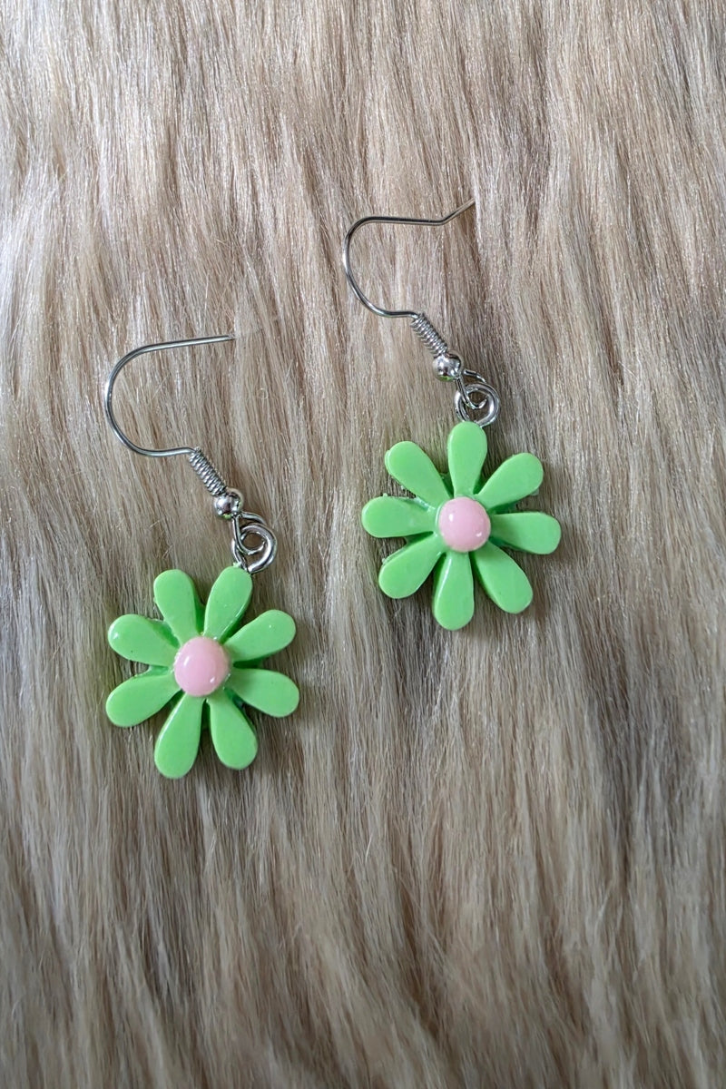 Daisy Earrings Novelty Earrings Vintage Vibes Boutique Green