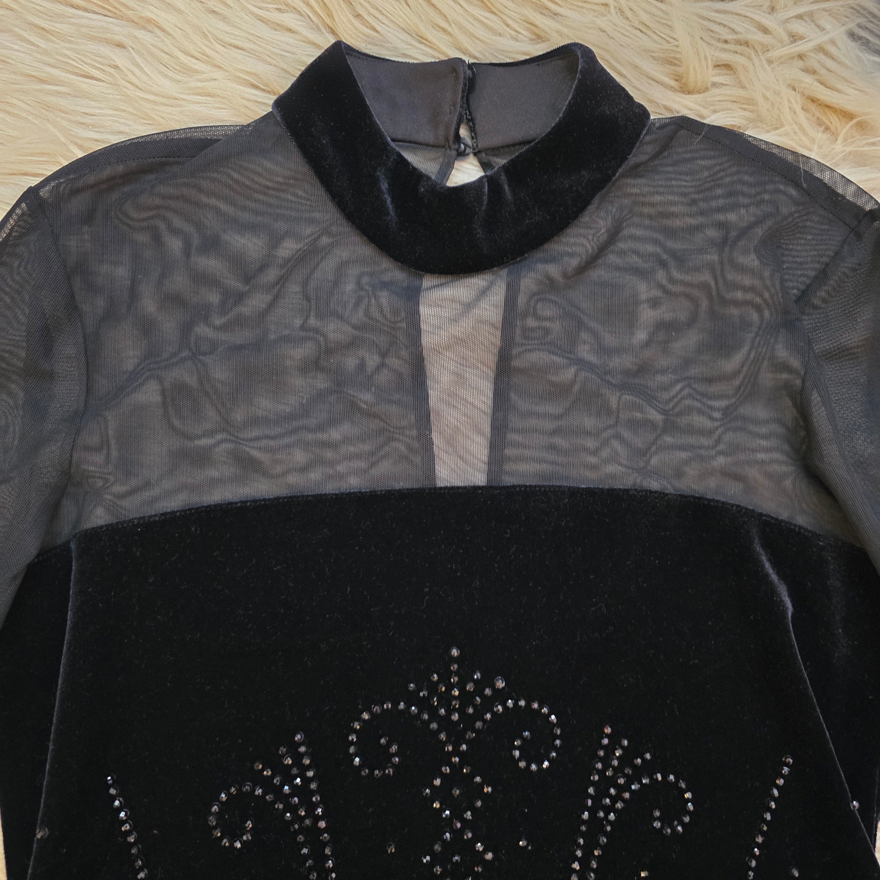 J.R. Nites Velvet & Mesh Top Vintage Top Vintage Vibes Boutique
