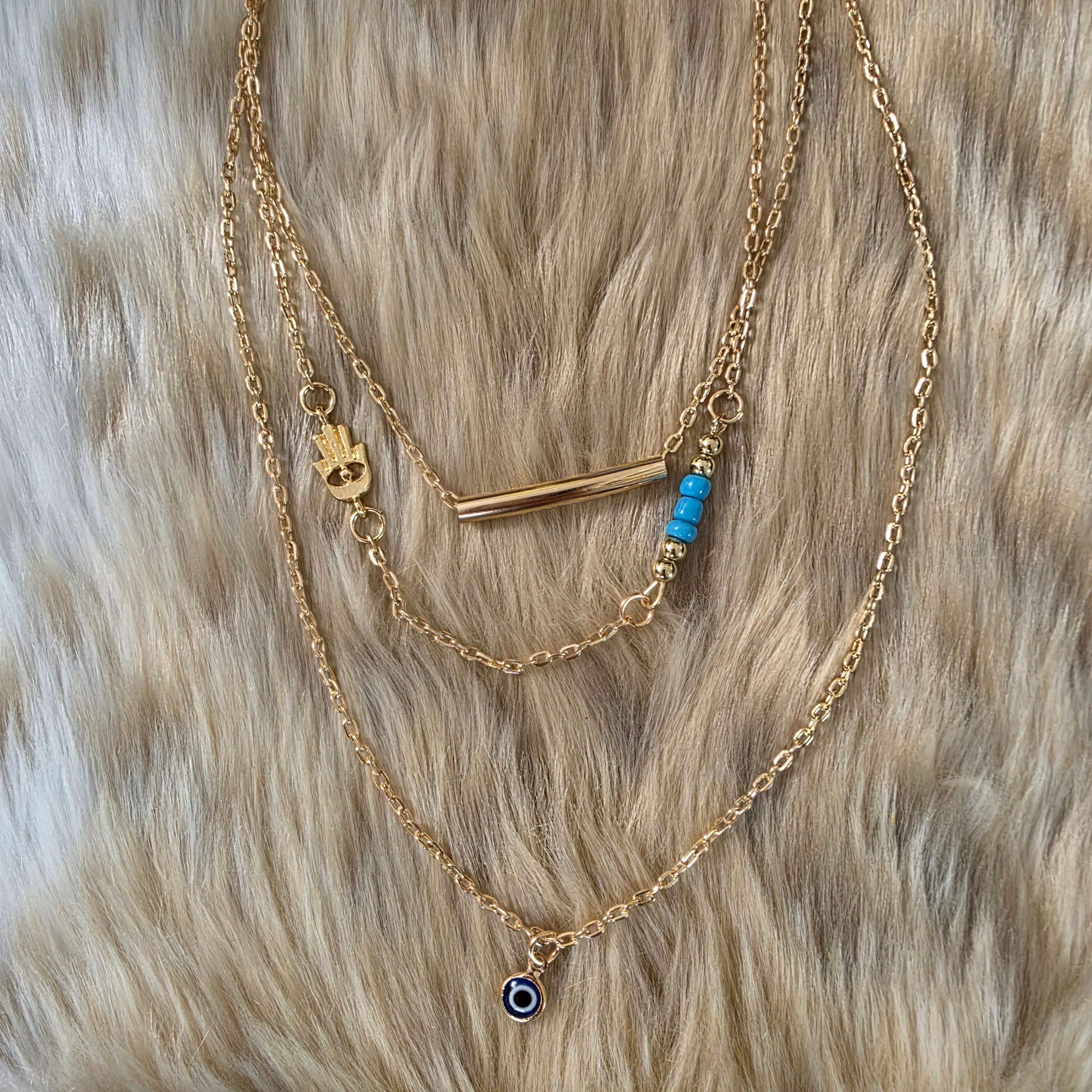 Lucky Eye Layered Necklace Necklace Vintage Vibes Boutique