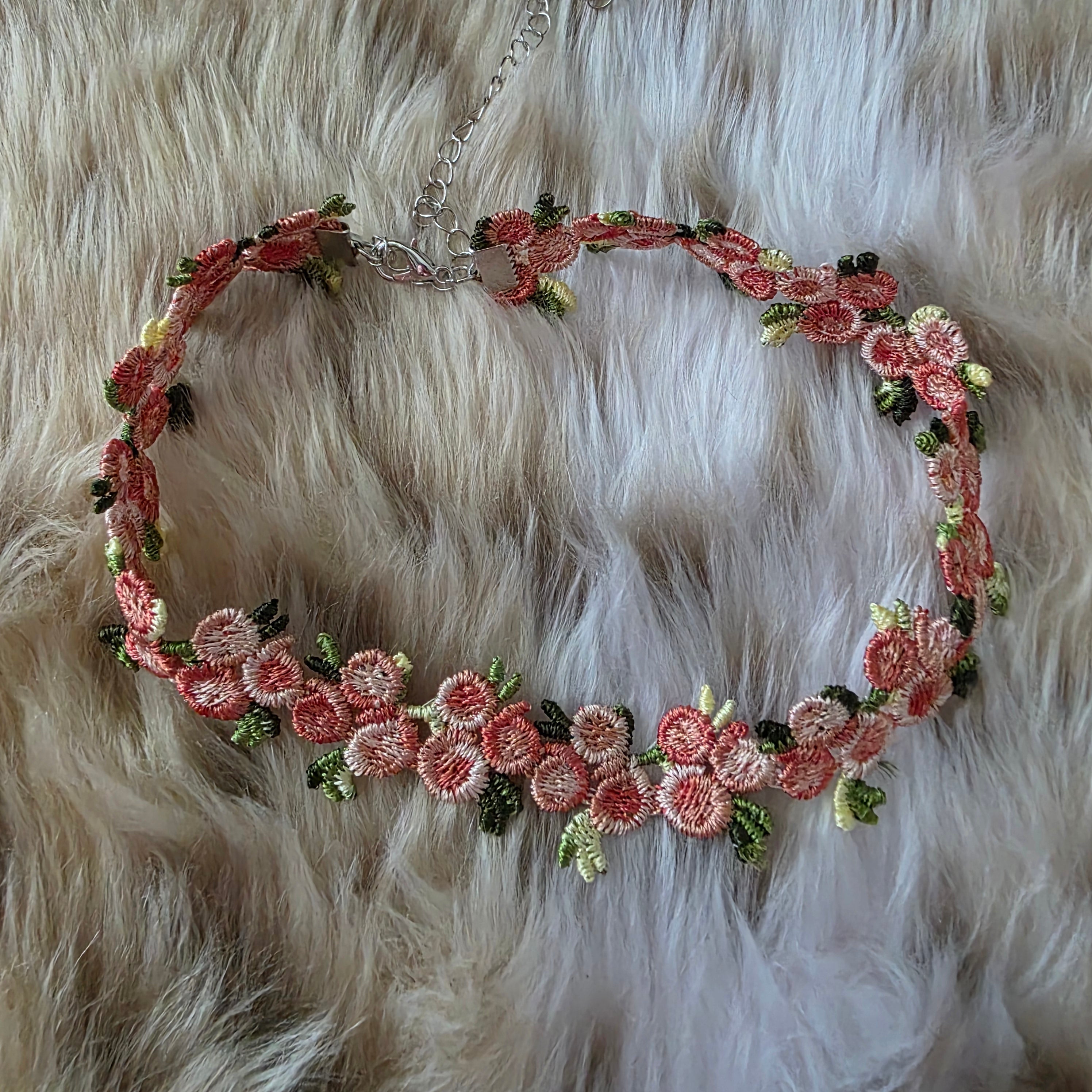 Flower Choker Necklace Vintage Vibes Boutique Pink
