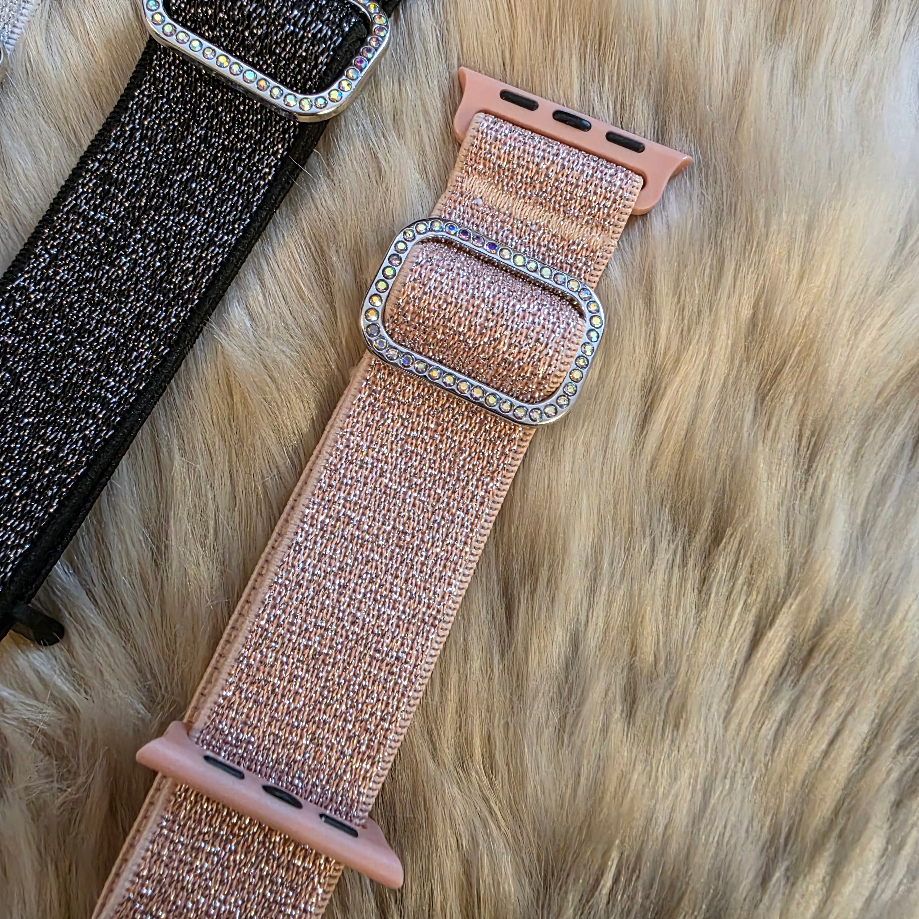 Glitter Elastic Apple Watchband Watchband Vintage Vibes Boutique Pink